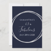 60e verjaardag Navy Silver Birthday Kaart (Achterkant)