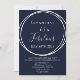 60e verjaardag Navy Silver Birthday Kaart