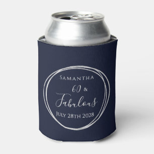 60e verjaardag Navy Silver gepersonaliseerde parti Blikjeskoeler