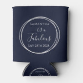 60e verjaardag Navy Silver gepersonaliseerde parti Blikjeskoeler (Voorkant)