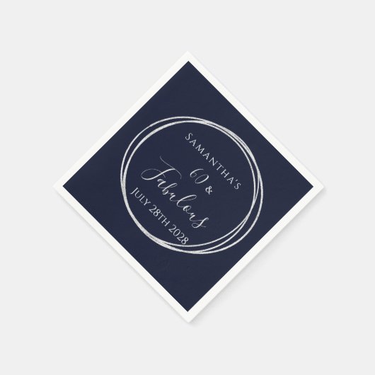 60e verjaardag Navy Silver verjaardagsfeest Servet (Hoek)