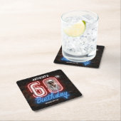 60e Verjaardag Neon 80s Retro Moderne Aangepaste F Kartonnen Onderzetters (Insitu)