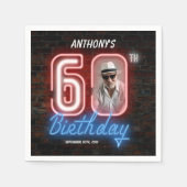 60e Verjaardag Neon 80s Retro Moderne Aangepaste F Servet (Voorkant)