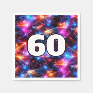 60e Verjaardag Neon Polygoon Abstract Servet