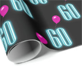 60e verjaardag Neon Sign met ballon Cadeaupapier (Rol Hoek)