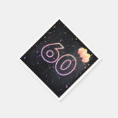 60e verjaardag Neon Sign On Black Napkins Servet (Hoek)