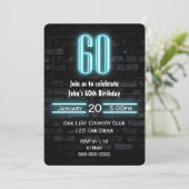 60e verjaardag Neon Sign on Brick Kaart (Staand voorkant)