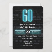 60e verjaardag Neon Sign on Brick Kaart (Voorkant)