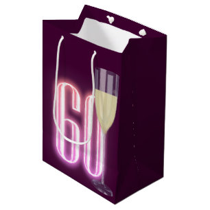 60e verjaardag Neon Sign with Wine Medium Cadeauzakje