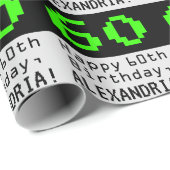 60e verjaardag - Nerdy / Geeky stijl "60" en naam Cadeaupapier (Rol Hoek)