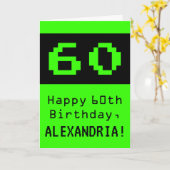 60e verjaardag: Nerdy / Geeky Style "60" en naam Kaart (Gele Bloem)