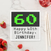 60e verjaardag - Nerdy / Geeky Style "60" & naam Servet (Insitu)