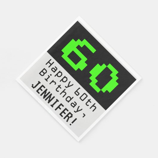 60e verjaardag - Nerdy / Geeky Style "60" & naam Servet (Hoek)