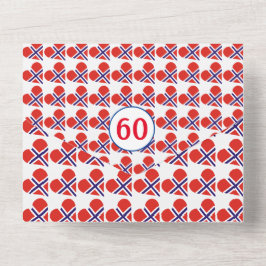 60e verjaardag Noorse Hart vlag rood All In One Uitnodiging