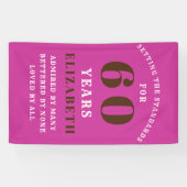 60e verjaardag normen Levendig roze Voeg Jouw naam Spandoek (Horizontaal)