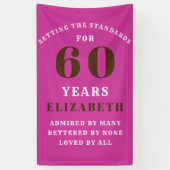 60e verjaardag normen Levendig roze Voeg Jouw naam Spandoek (Verticaal)