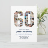 60e verjaardag nummer 60 aangepaste fotocollage kaart (Staand voorkant)