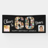 60e verjaardag nummer 60 foto collage juichen spandoek (Horizontaal)