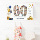 60e Verjaardag Nummer 60 Foto Collage Wit Goud Spandoek (Insitu)