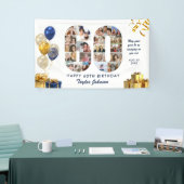 60e Verjaardag Nummer 60 Foto Collage Wit Goud Spandoek (Beurs)