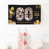 60e verjaardag Nummer 60 Foto Collage Zwart Goud Spandoek (Insitu)