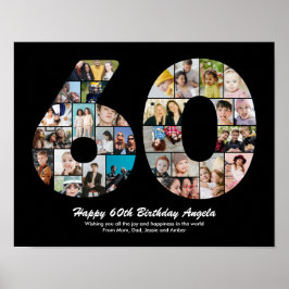 60e verjaardag nummer 60 Fotocollage Gift Poster