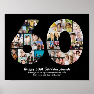 60e verjaardag nummer 60 Fotocollage Gift Poster