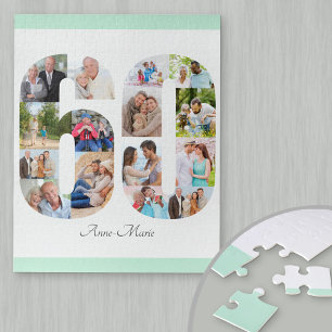 60e verjaardag Nummer 60 Fotocollage Mint Legpuzzel