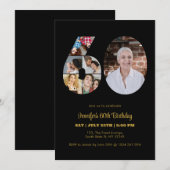 60e verjaardag nummer 60 fotocollage modern zwart kaart (Voorkant / Achterkant)
