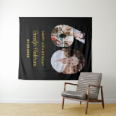 60e verjaardag nummer 60 fotocollage modern zwart wandkleed (In Situ (horizontaal))