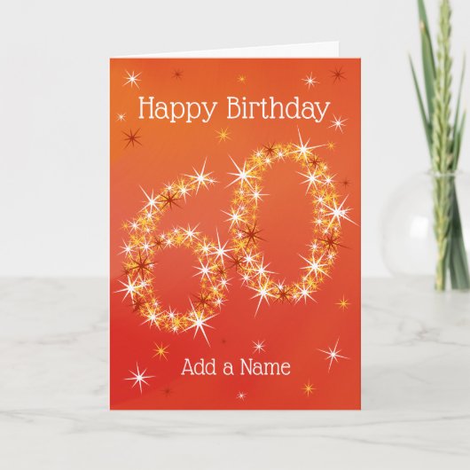 60e verjaardag - nummer 60 in sterren - rood - 60  kaart (Voorkant)