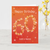 60e verjaardag - nummer 60 in sterren - rood - 60  kaart (Gele Bloem)