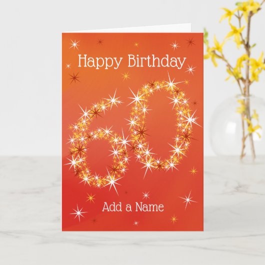 60e verjaardag - nummer 60 in sterren - rood - 60  kaart (Gele Bloem)