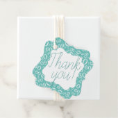 60e Verjaardag Nummer 60 Patroon Blauwgroen en Wit Bedankjes Labels (In situ)