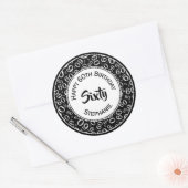 60e verjaardag nummer patroon 60 zwart-wit ronde sticker (Envelop)
