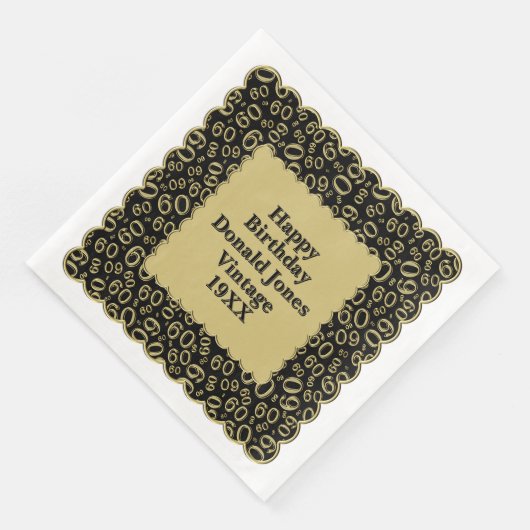 60e verjaardag nummer patroon Scallops zwart goud Servet (Hoek)
