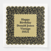 60e verjaardag nummer patroon Scallops zwart goud Servet (Voorkant)