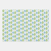 60e verjaardag nummers groen blauw inpakpapier vel (Voorkant)
