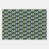 60e verjaardag nummers groen blauw inpakpapier vel (Voorkant 3)