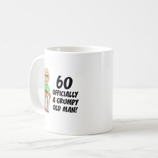 60e verjaardag officieel Grumpy Old Man Coffee Mok (Voorkant links)