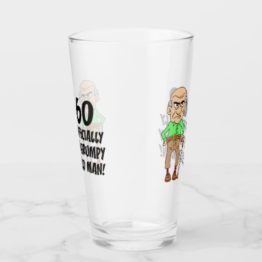 60e verjaardag Officieel rumpy Old Man Glass Glas (Rechts)