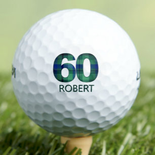 60e verjaardag Oom Gift - Blue Plaid 60 jaar Golfballen