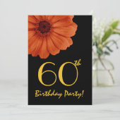 60e verjaardag Oranje gouden zwarte dag metaal Kaart (Staand voorkant)