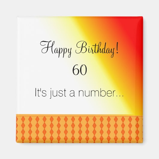 60e verjaardag oranje patroon magneet (Voorkant)