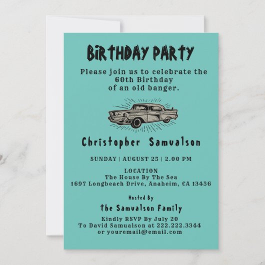60e Verjaardag Oude Banger Car Enthusiast Kaart (Voorkant)