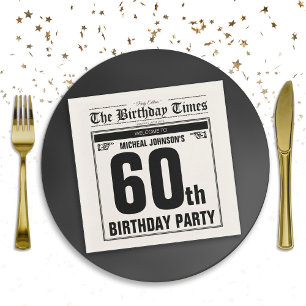 60e verjaardag Oude krant Funny Unieke Aangepast Servet