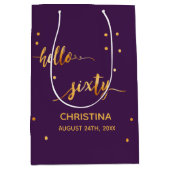 60e verjaardag paars goud hallo 60 medium cadeauzakje (Voorkant)