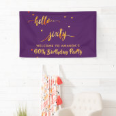 60e verjaardag paars goud hallo 60 naammanuscript spandoek (Insitu)