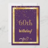 60e verjaardag paars goudbruin kaart (Voorkant)