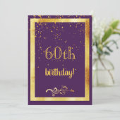 60e verjaardag paars goudbruin kaart (Staand voorkant)